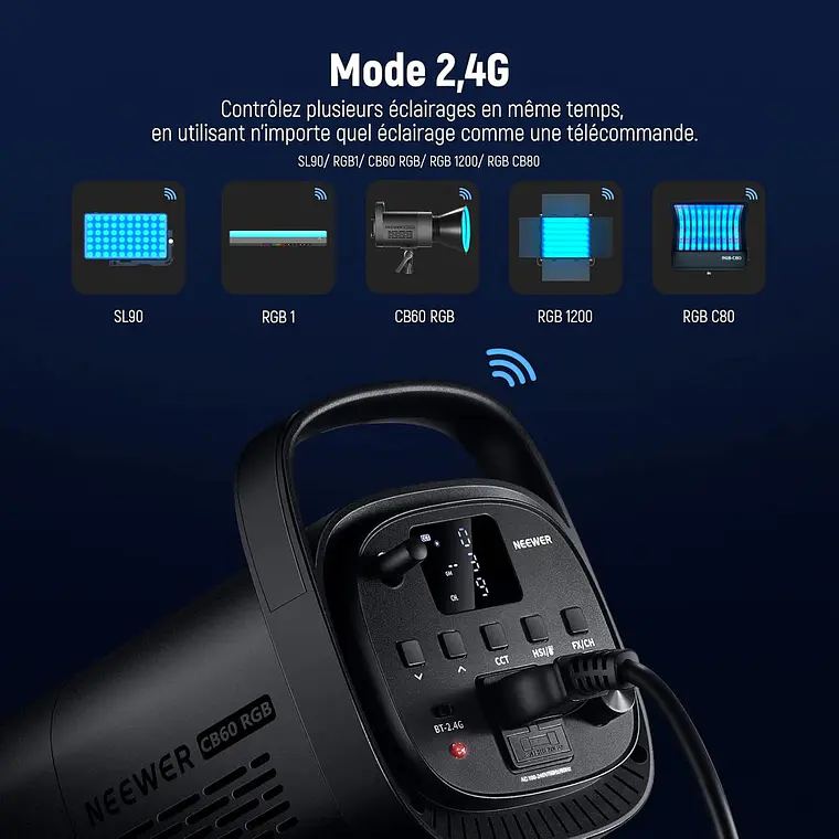 Luz RGB COB Neewer CB60 70W con Control 2.4G/App 8