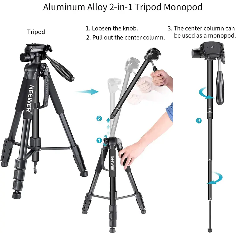 Trípode Monopod Neewer 177 cm Aleación Aluminio para Cámaras 3