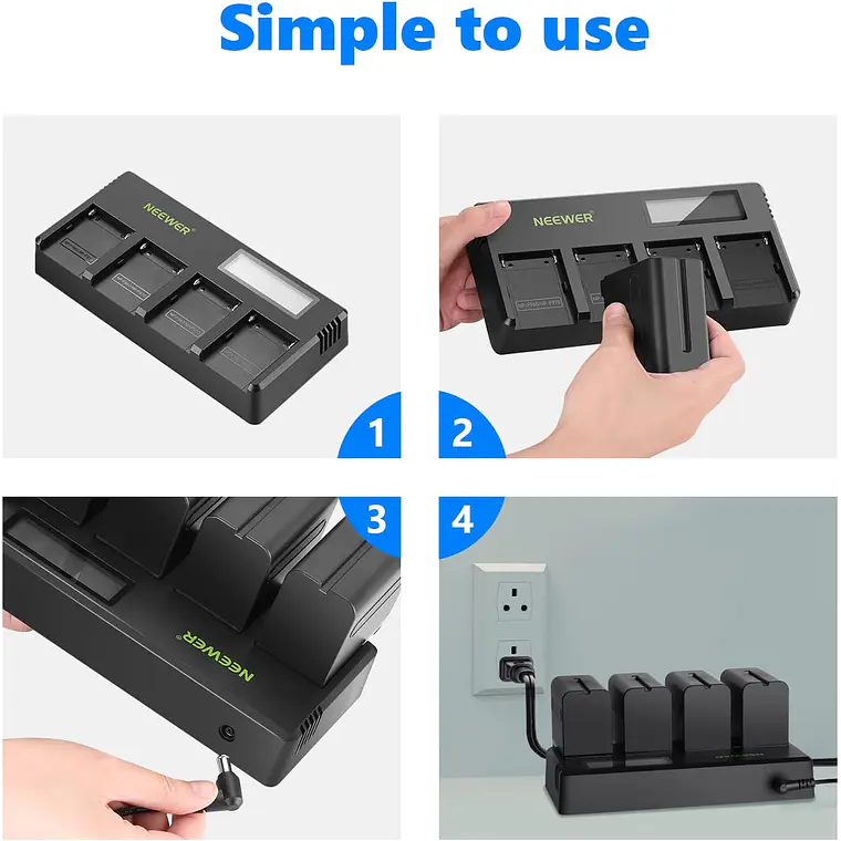 Cargador 4 Canales Neewer para Baterías Sony NP-F 2
