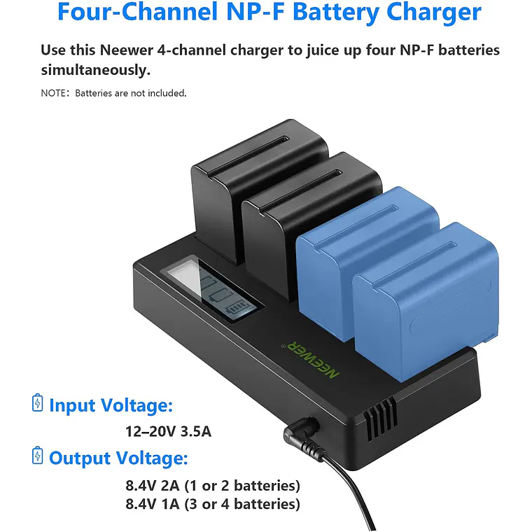 Cargador 4 Canales Neewer para Baterías Sony NP-F 3