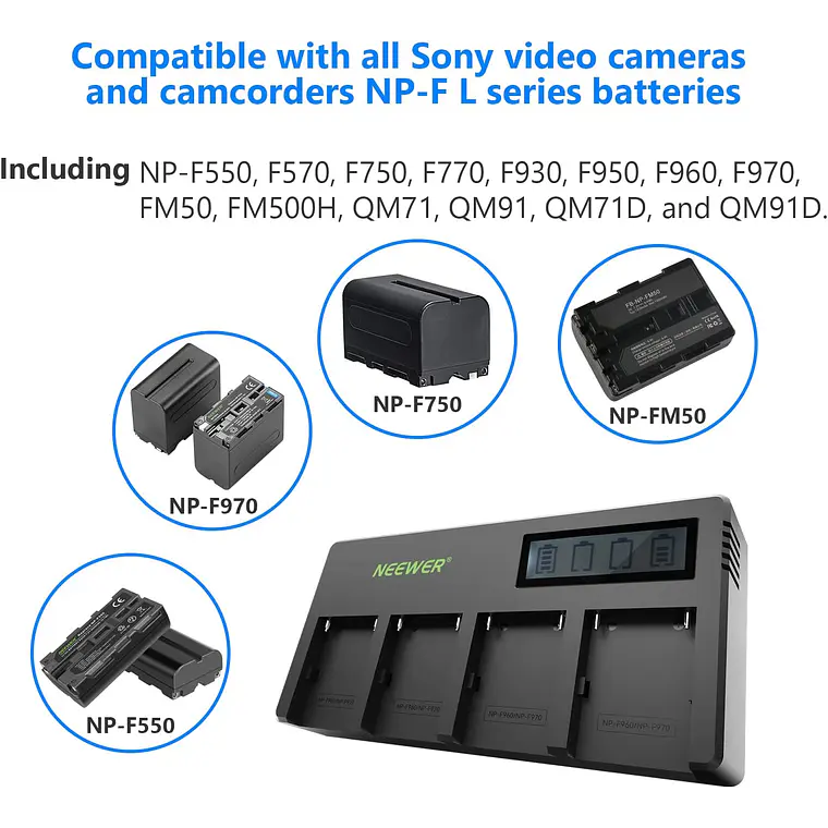 Cargador 4 Canales Neewer para Baterías Sony NP-F 5