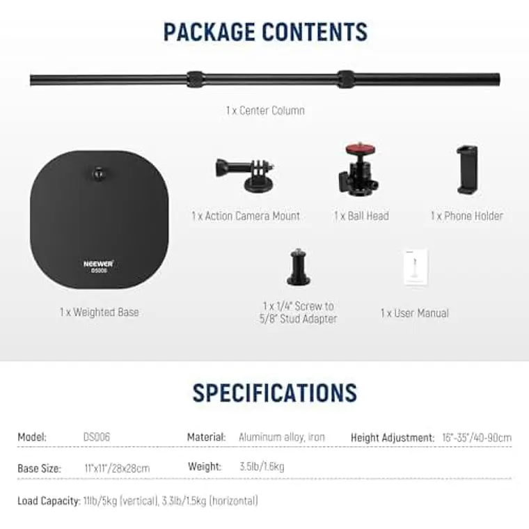Soporte Neewer de Mesa y Piso para Proyector y Cámara 6