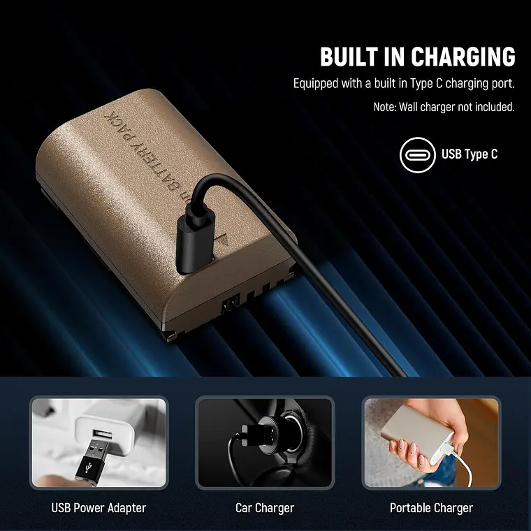 Batería Neewer LP-E6P 2400mAh con Puerto Tipo C 6