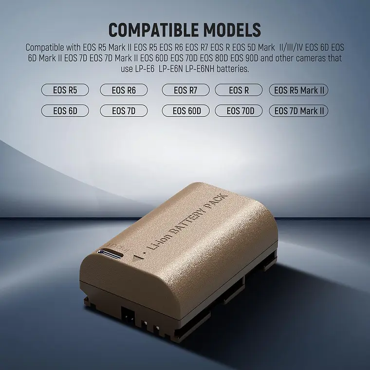 Batería Neewer LP-E6P 2400mAh con Puerto Tipo C 3