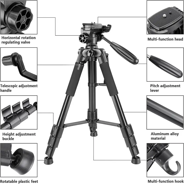 Trípode Aluminio Neewer SAB234 142 cm con Cabezal Panorámico 4