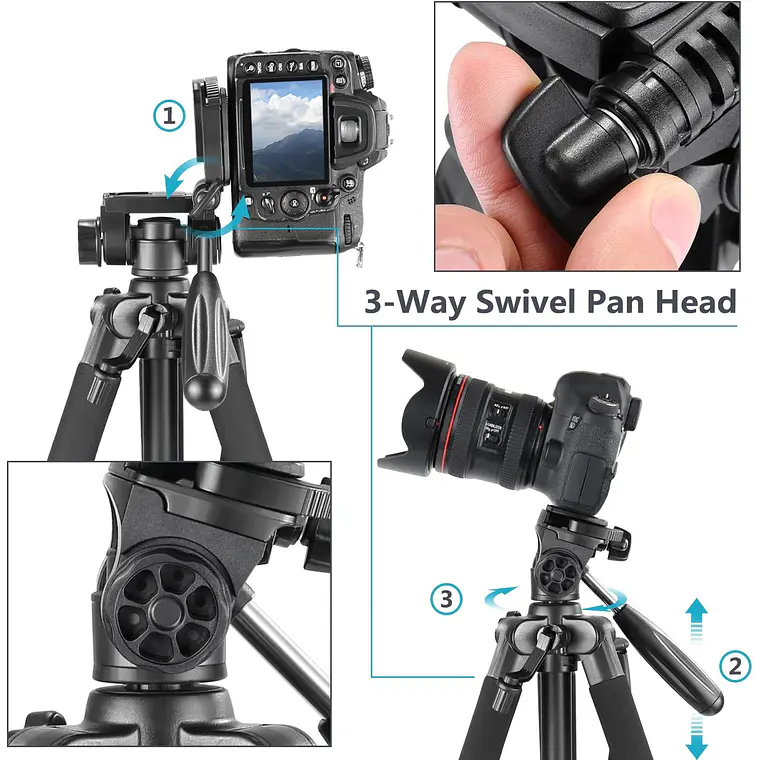 Trípode Aluminio Neewer SAB234 142 cm con Cabezal Panorámico 7