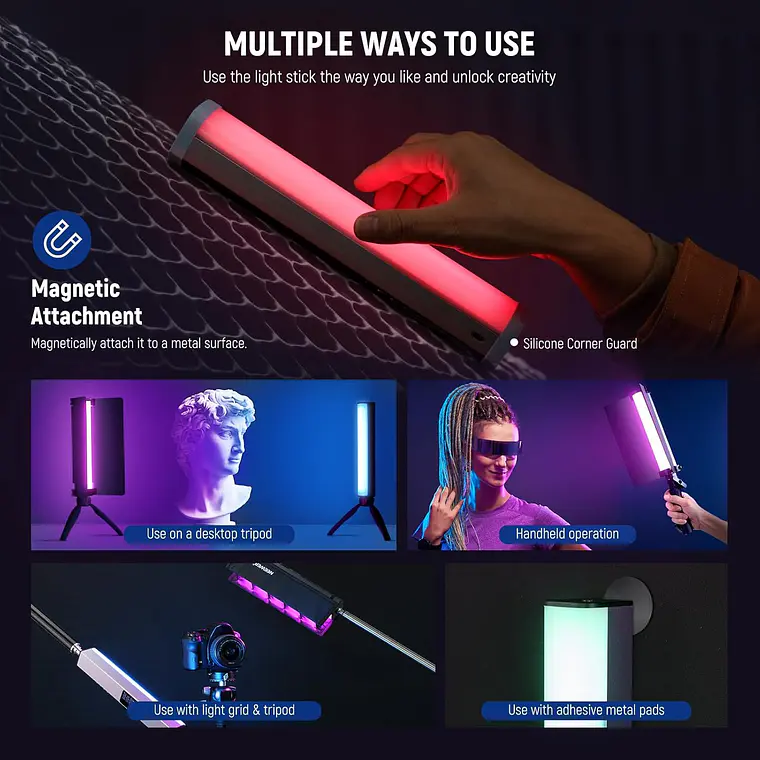Luz LED RGB Neewer RGB1 con Barndoors y Control APP 6