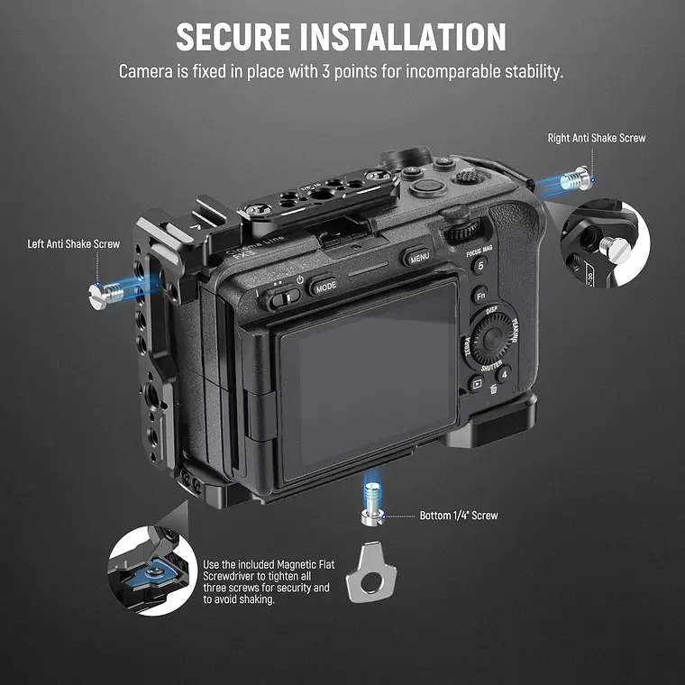 Jaula para Cámara Neewer FX3/FX30 con Abrazadera Cable HDMI 7