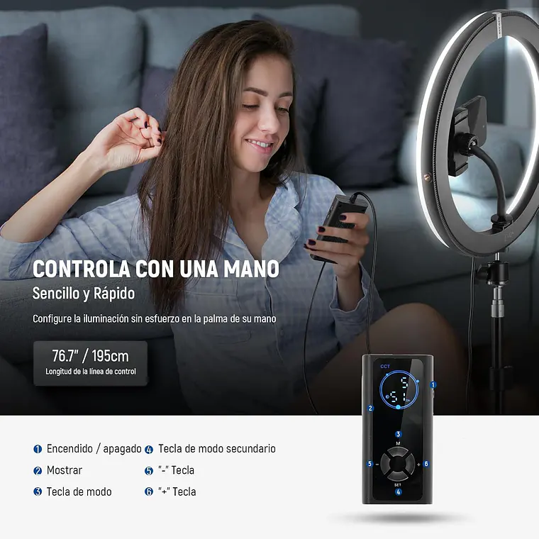 Anillo de Luz LED Neewer RH12B de 30,5 cm con Soporte de 180 cm 7