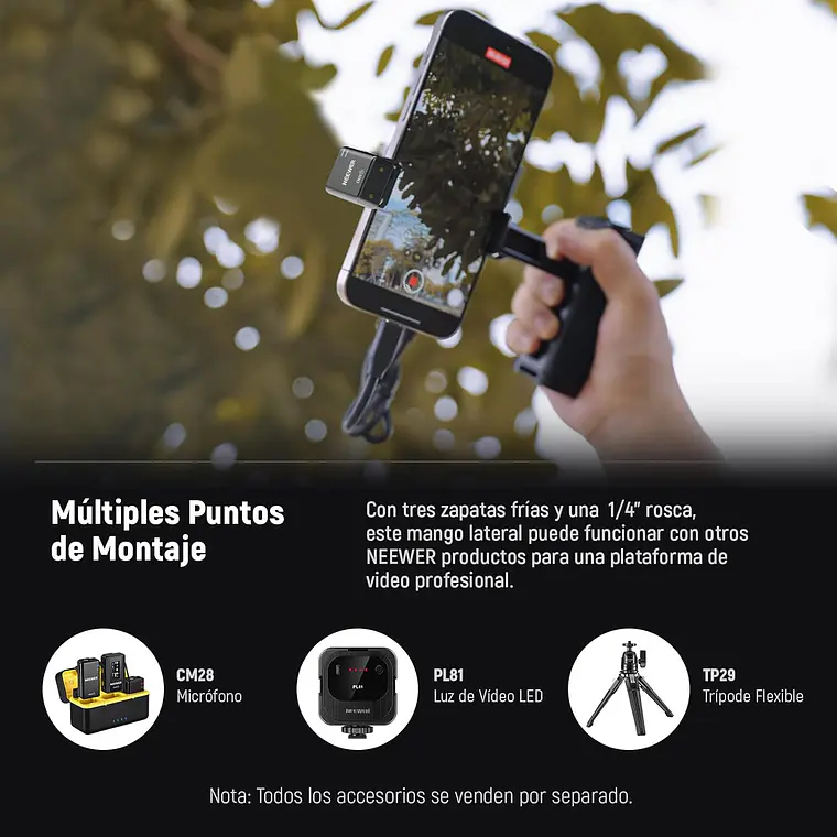 Mango Bluetooth Neewer PA028E con Soporte y Monturas 2
