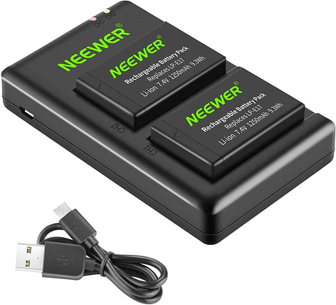 Set 2 Baterías LP-E17 y Cargador USB Neewer para Canon