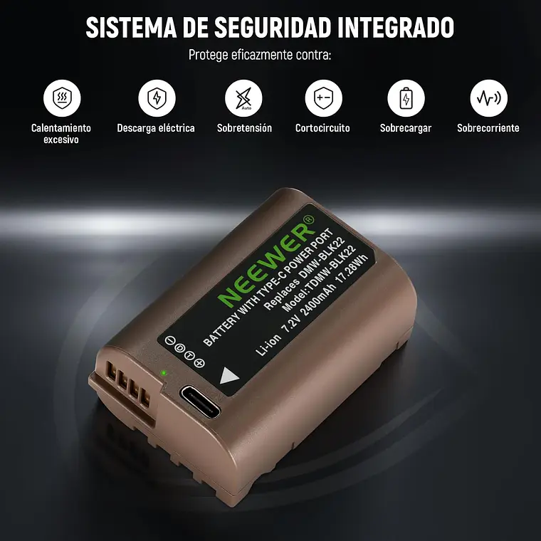 Batería Neewer DMW-BLK22 2400mAh para Lumix 4