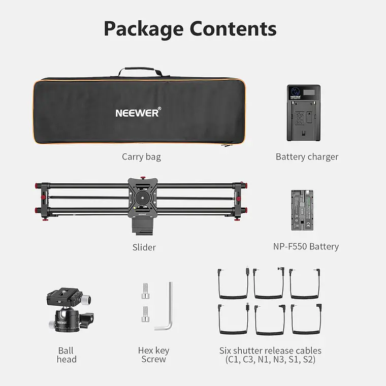 Slider Motorizado Neewer ER1 de Fibra de Carbono 100 cm 3