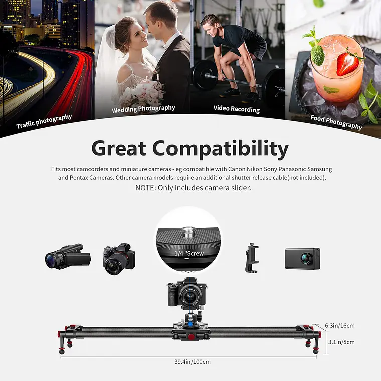 Slider Motorizado Neewer ER1 de Fibra de Carbono 100 cm 6