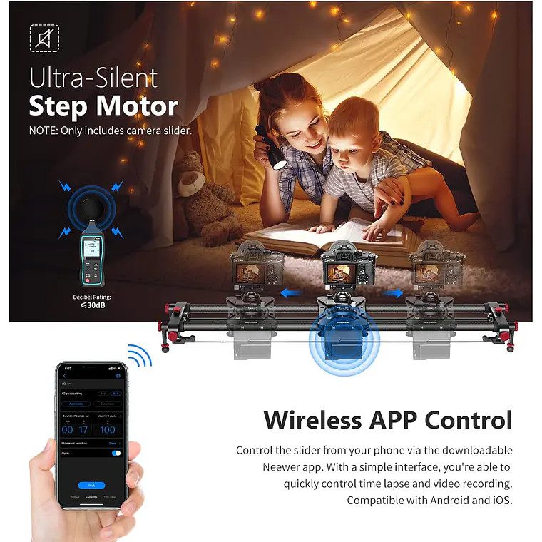 Slider Motorizado Neewer ER1 de Fibra de Carbono 100 cm 4