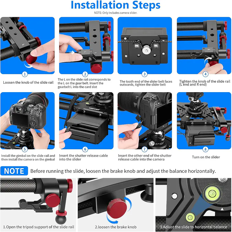 Slider Motorizado Neewer ER1 de Fibra de Carbono 100 cm 9