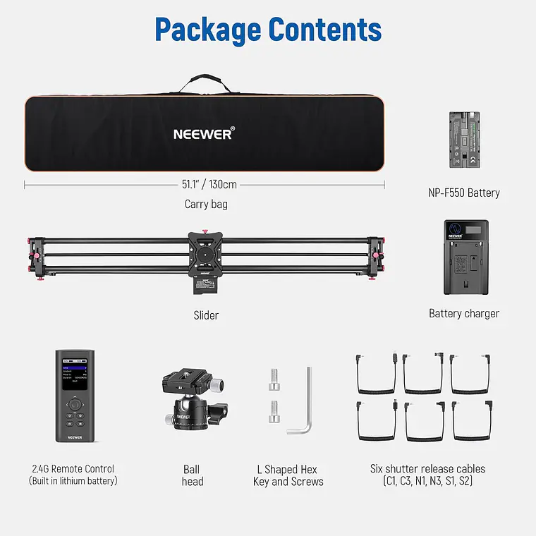 Slider Motorizado Neewer ER1 de Fibra de Carbono de 120 cm 3