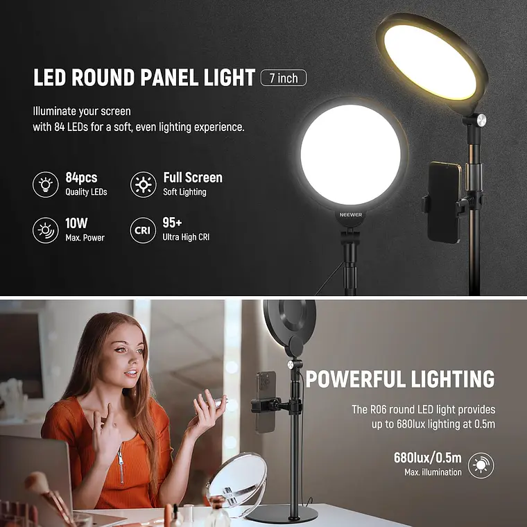 Kit de Luz Selfie Neewer R06 de 17,8 cm para Teléfonos 8