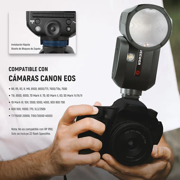 Flash Speedlite Neewer Z2-C TTL Cabezal Redondo para Canon 2