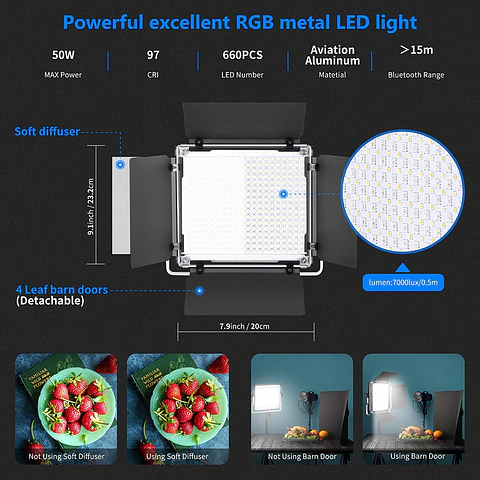 Luz LED RGB Neewer 660 Pro de 50W con Control por App