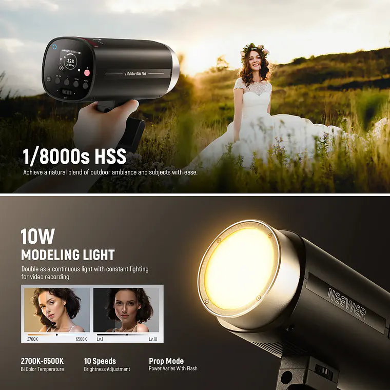 Flash para exteriores Neewer Q200 de 200 W 4