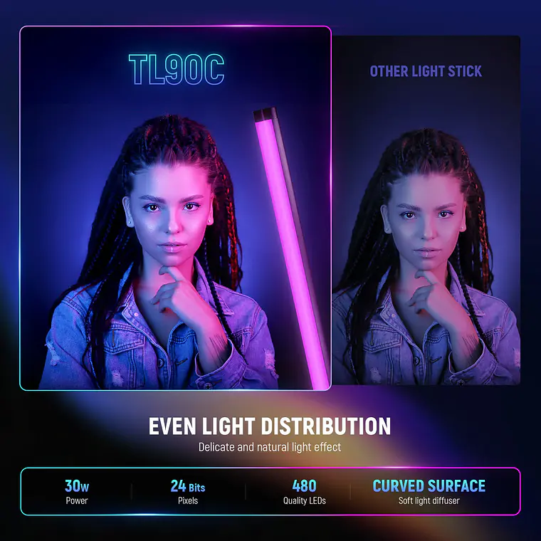 Tubo de luz RGB Neewer TL90C de 30W 3