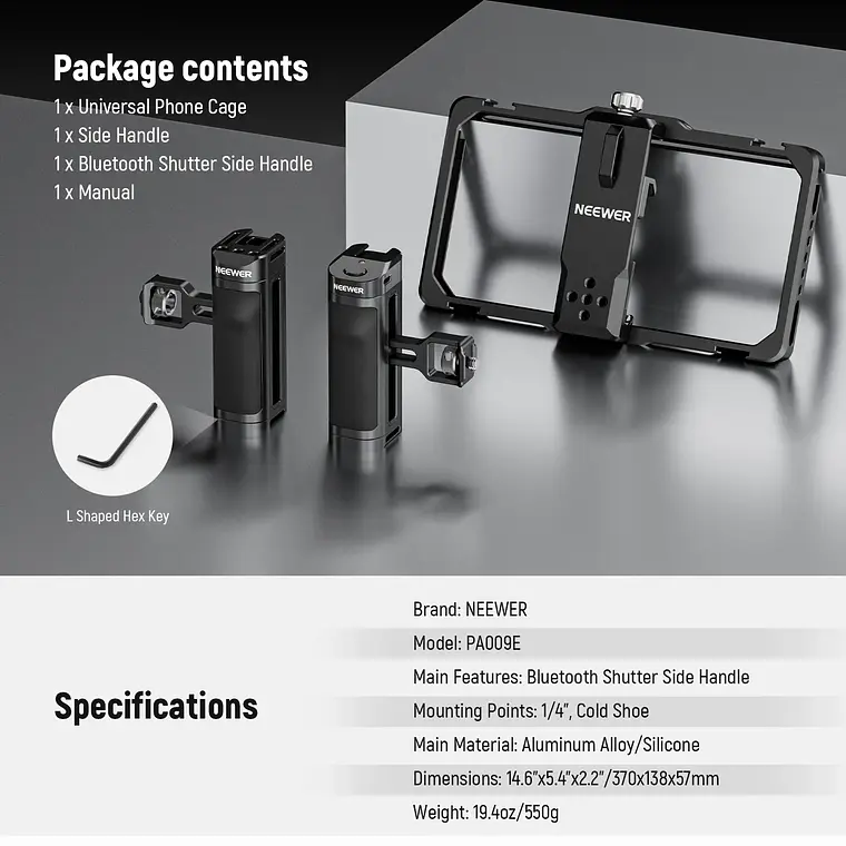 Soporte universal con jaula para teléfono Neewer PA009E 8