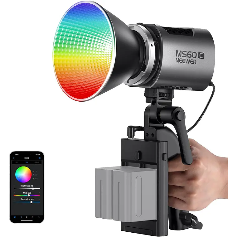 Foco de mano con luz LED RGB para video Neewer MS60C 1