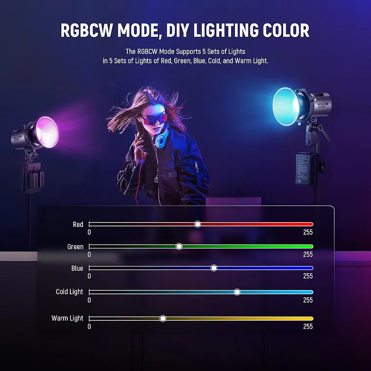 Foco de mano con luz LED RGB para video Neewer MS60C 5