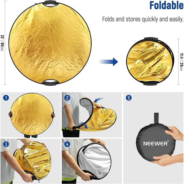 Reflector Neewer 5 en 1 Plegable de 80 cm con Asas 6