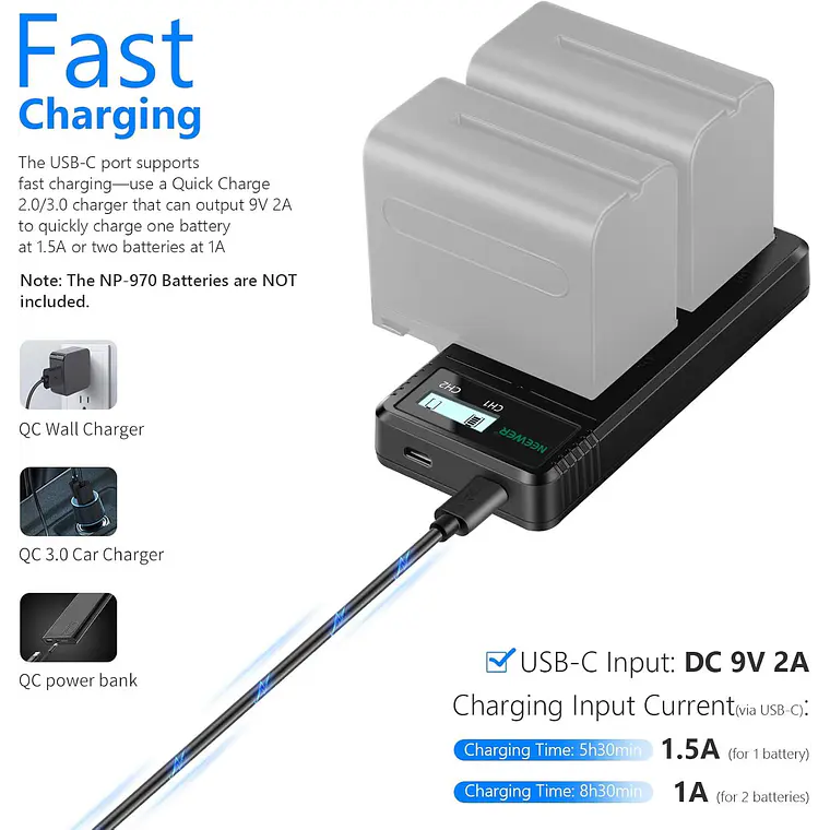 Cargador Dual USB Neewer para Baterías Sony NP-F 2