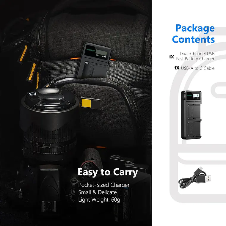 Cargador Dual USB Neewer para Baterías Sony NP-F 4