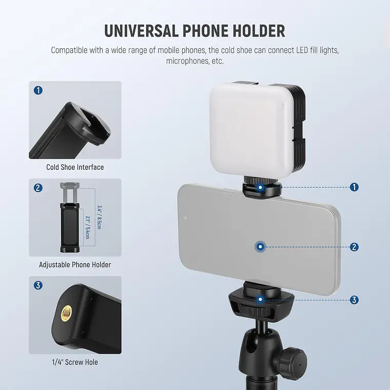 Trípode de Viaje Neewer TS05 160 cm para Teléfono y Cámara 4