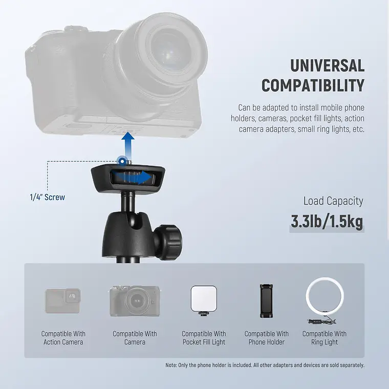 Trípode de Viaje Neewer TS05 160 cm para Teléfono y Cámara 6