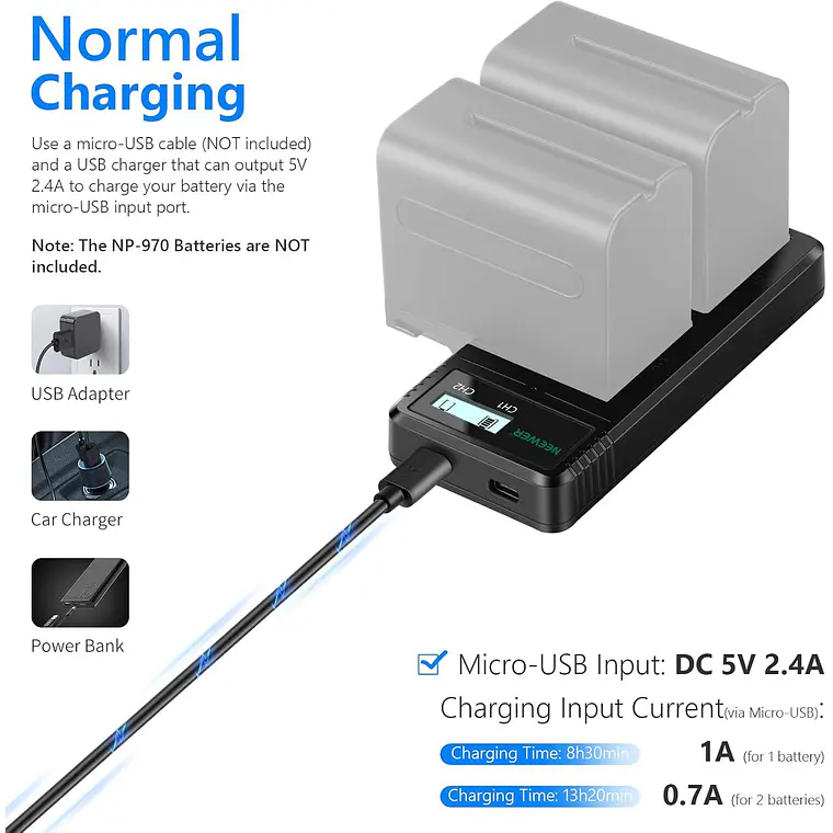 Cargador Dual USB Neewer para Baterías Sony NP-F 7