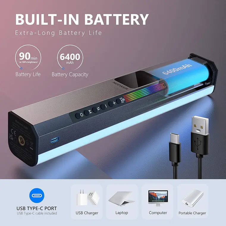 Barra LED RGB Neewer RGB1 Magnética y Portátil 3