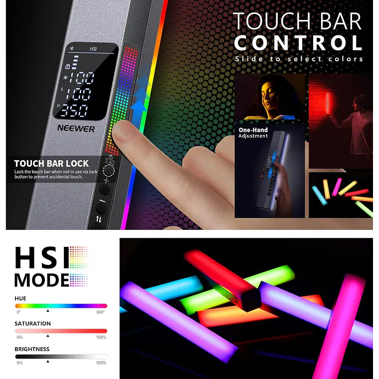 Barra LED RGB Neewer RGB1 Magnética y Portátil 5