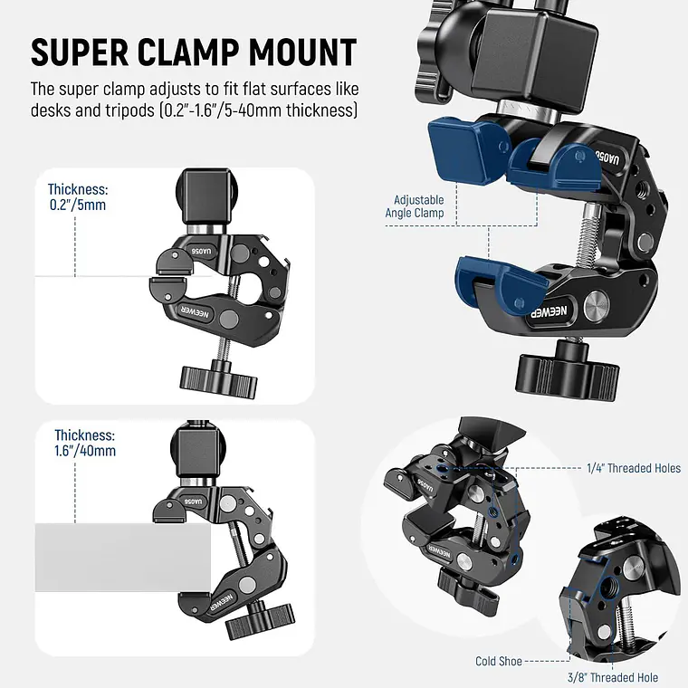 Brazo Mágico Neewer UA056 76 cm con Clamp y Soporte 7