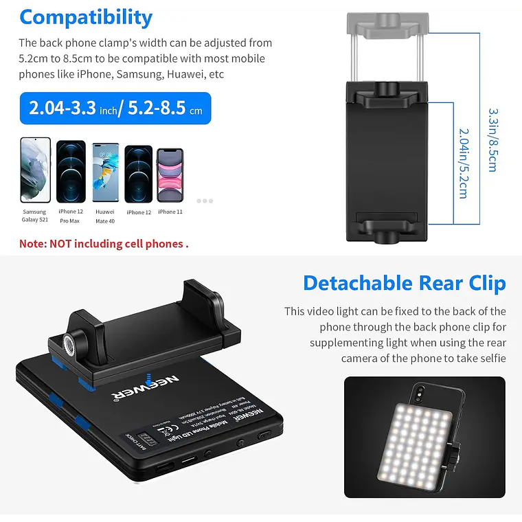 Luz LED Neewer NL-60AI con Clip para Videollamadas 6