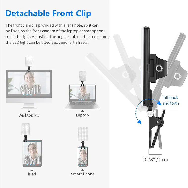 Luz LED Neewer NL-60AI con Clip para Videollamadas 7