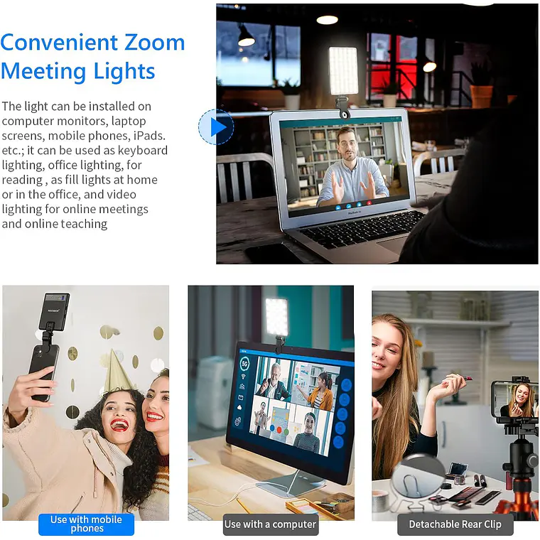 Luz LED Neewer NL-60AI con Clip para Videollamadas 9