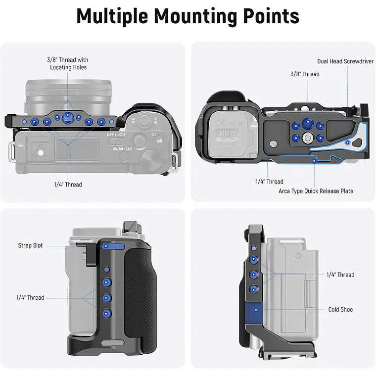 Jaula Neewer CA003S para Sony ZV-E10 con Empuñadura 6