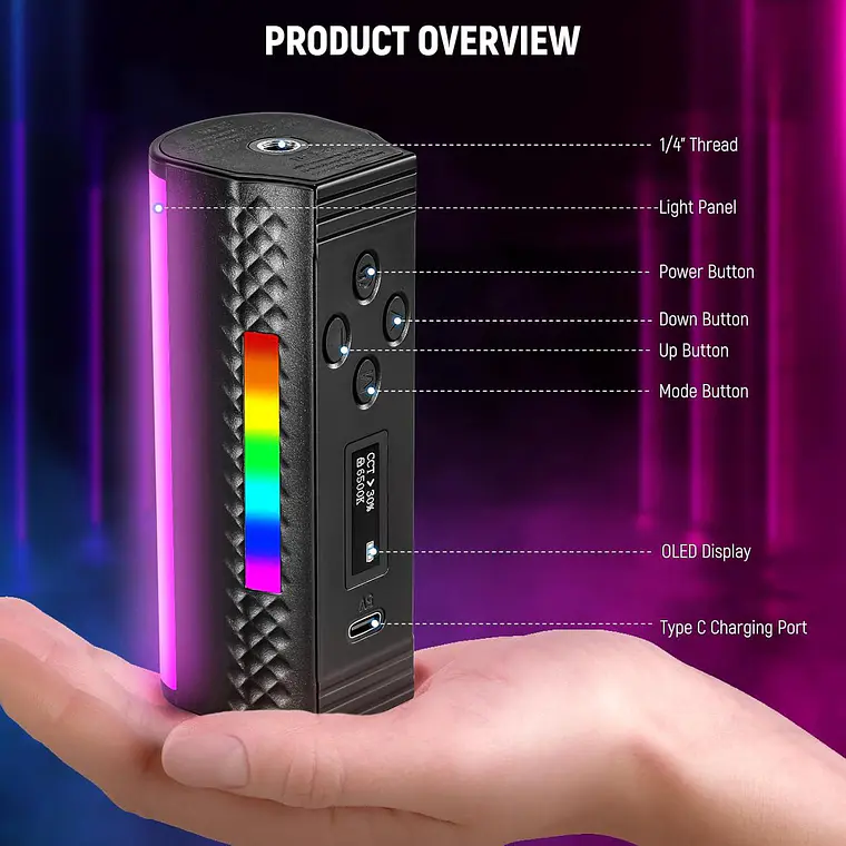 Barra RGB Magnética Neewer TL97C Portátil con Control App 3