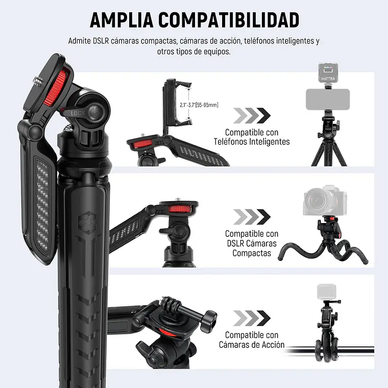 Trípode Flexible Neewer TP36 con Bola y Control Remoto 4