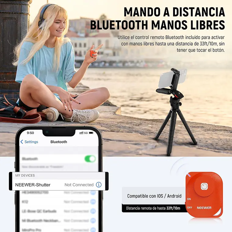 Trípode Flexible Neewer TP36 con Bola y Control Remoto 7
