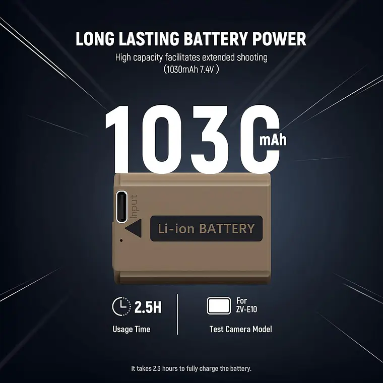 Batería Neewer TNP-FW50 1030mAh con Puerto USB-C 6