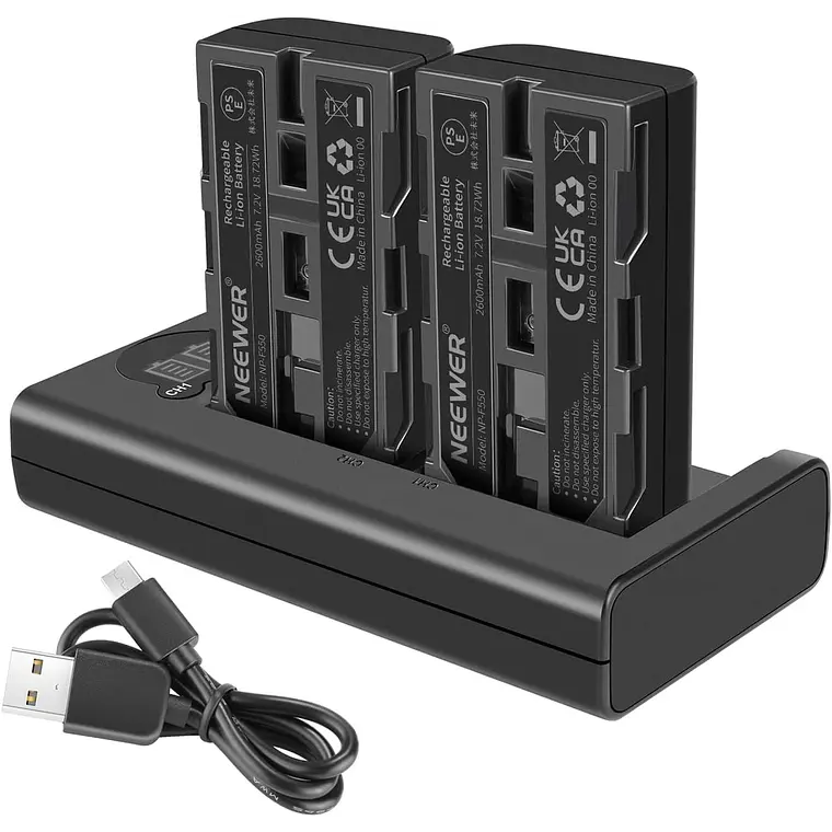 Kit 2 Baterías Neewer NP-F550 2600mAh con Cargador USB Dual 1