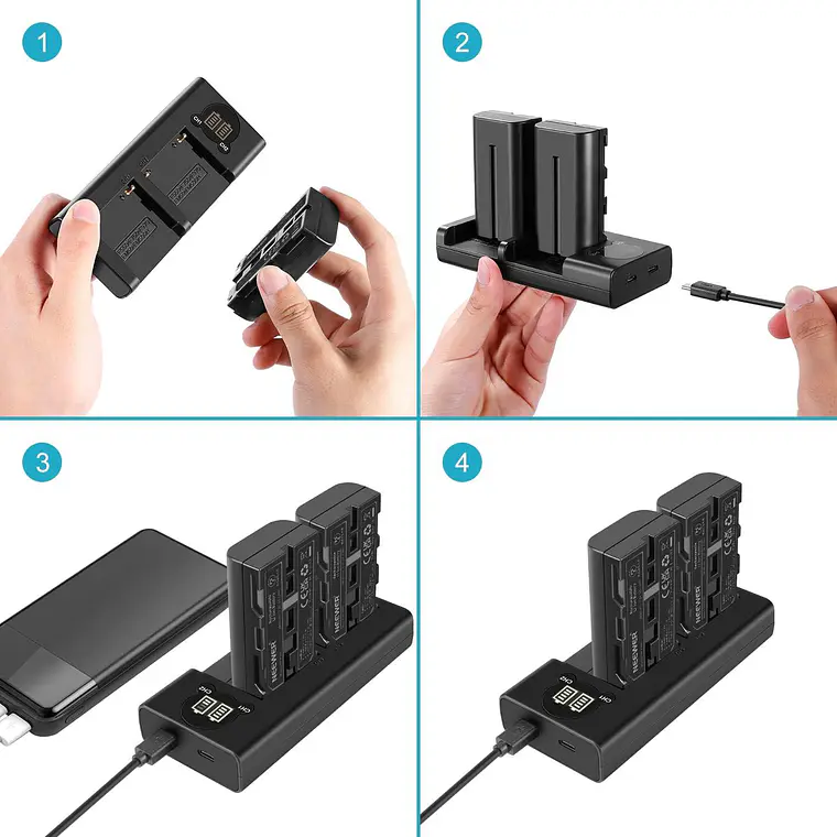 Kit 2 Baterías Neewer NP-F550 2600mAh con Cargador USB Dual 2