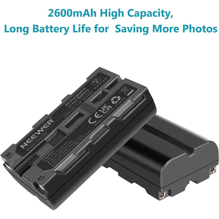 Kit 2 Baterías Neewer NP-F550 2600mAh con Cargador USB Dual 4