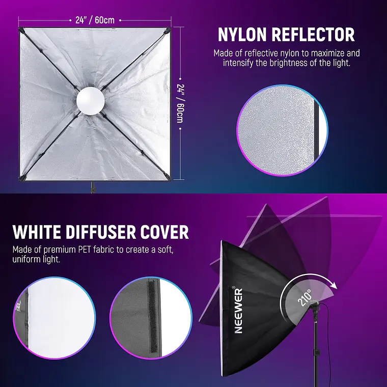 Kit de iluminación Neewer NK800 de 60x60cm con softbox RGB 7